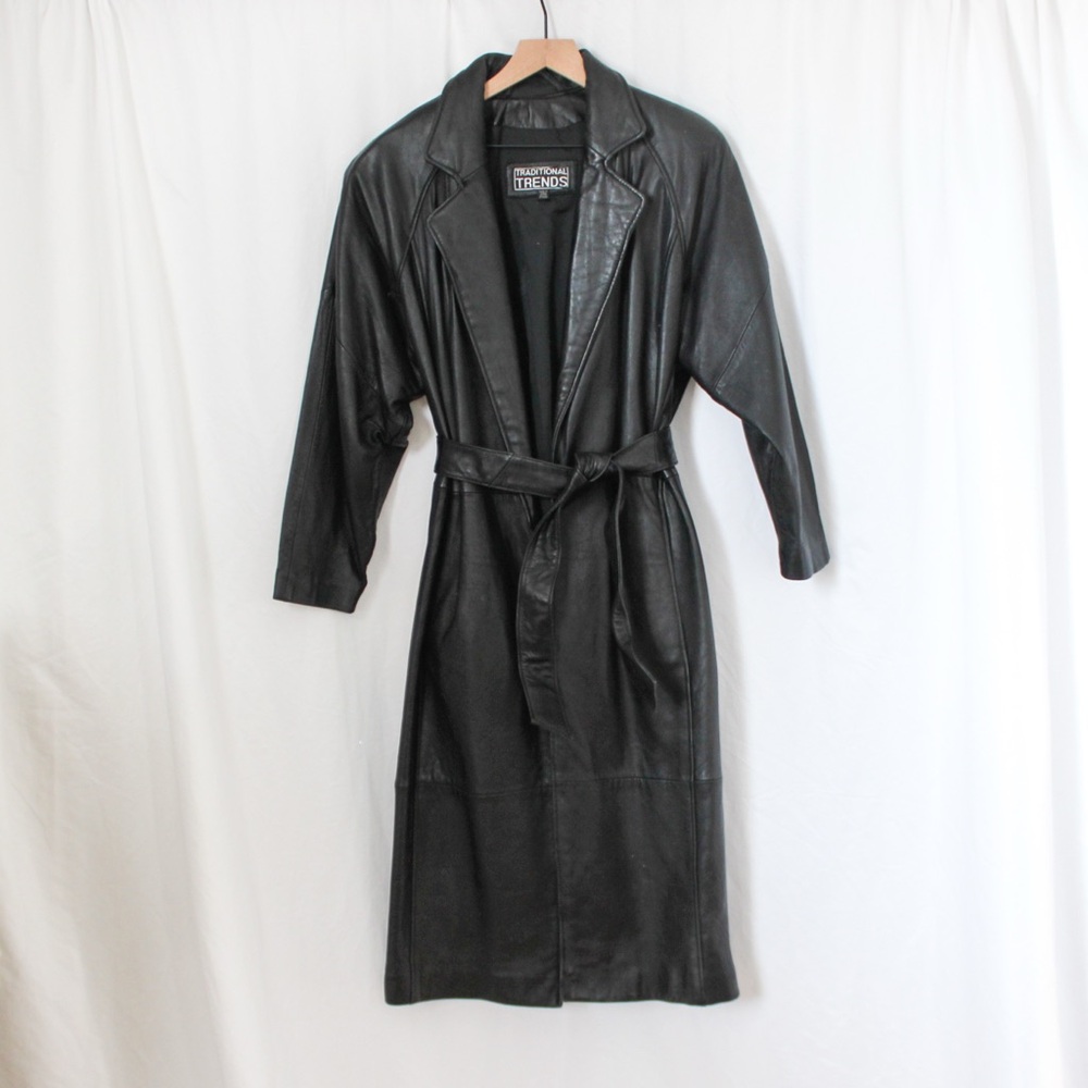 Traditional Trends Genuine Belted Leather Black Jacket with Collar PXS